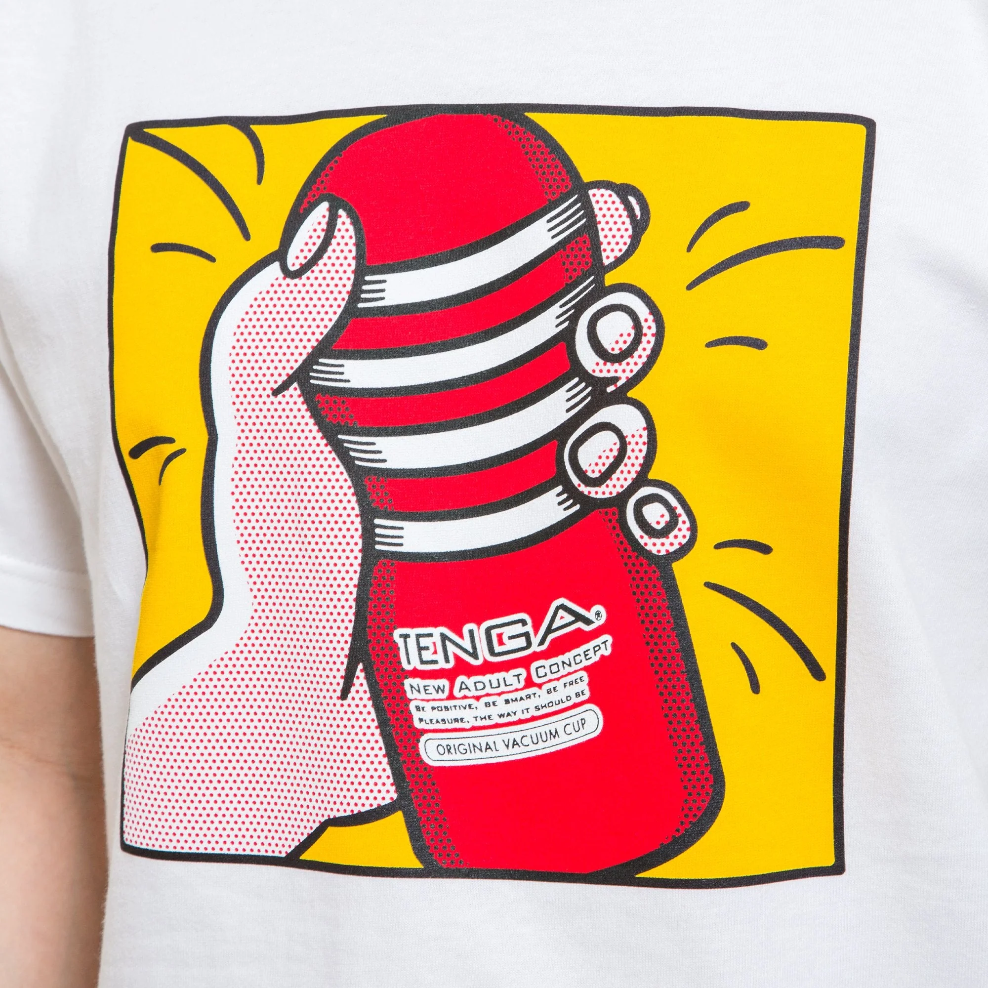 Playing with TENGA T-SHIRT White x Yellow - Image 4